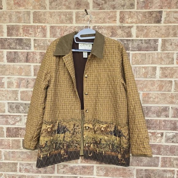 Vintage Orvis Barn Jacket Women's Sz M Plaid Quilted Flannel Lined